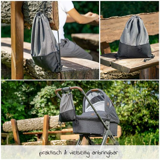 Zamboo Universal stroller bag with storage compartments and backpack function - Grey Melange