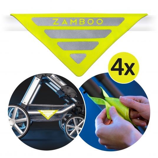 Zamboo Universal Sicherheits-Reflektoren für Kinderwagen und Buggy 4er Pack Gelb 