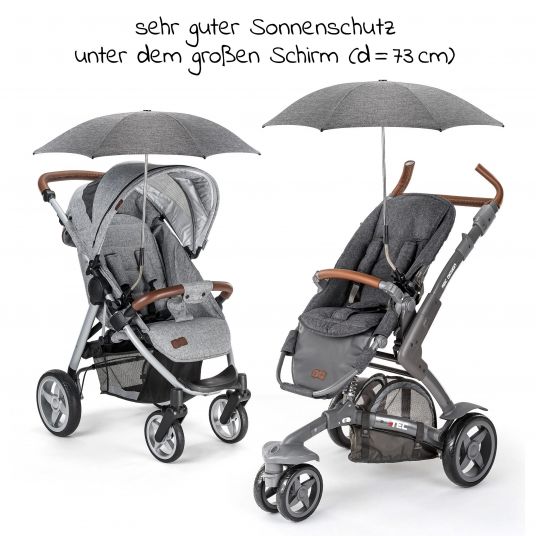Zamboo Universal Sonnenschirm für Kinderwagen / Buggy (UV-Schutz 50+) Melange Grey