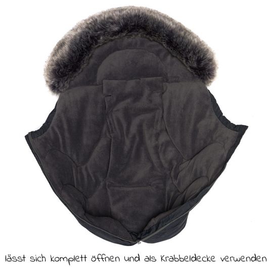 Zamboo Universal Thermo Fleece Footmuff with Fur Collar for Car Seat & Tub - Melange Dark Grey