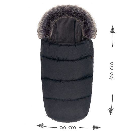 Zamboo Universal Thermo Fleece Footmuff with Fur Collar for Stroller & Buggy - Melange Dark Grey
