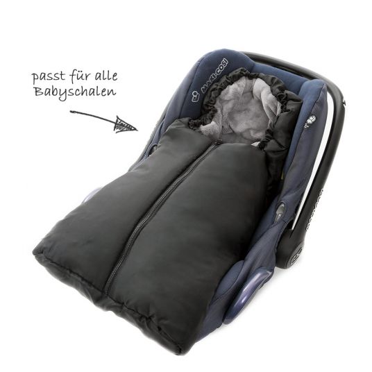 Zamboo Universal Thermo-Fußsack Comfort für Babyschale, Auto-Kindersitz und Babywanne - Schwarz Grau