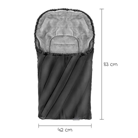 Zamboo Winter Fußsack Deluxe für Babyschale (Maxi-Cosi, Römer, ABC Design, Cybex u.v.m.) - Schwarz Grau