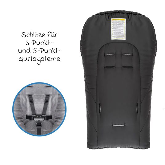 Zamboo Winter Fußsack Deluxe für Babyschale (Maxi-Cosi, Römer, ABC Design, Cybex u.v.m.) - Schwarz Grau