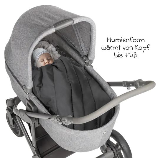 Zamboo Winter Fußsack Deluxe für Babyschale (Maxi-Cosi, Römer, ABC Design, Cybex u.v.m.) - Schwarz Grau