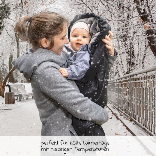 Zamboo Winter Fußsack Deluxe für Babyschale (Maxi-Cosi, Römer, ABC Design, Cybex u.v.m.) - Schwarz Grau