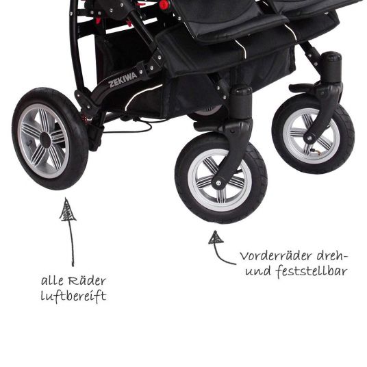 Zekiwa Sibling & twin stroller Sport Duo Premium - check lattice gray