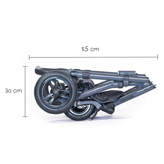 Zekiwa Passeggino Saturn Royal fino a 15 kg con pneumatici, navicella, unità di seduta convertibile, passeggino pieghevole con borsa fasciatoio, zanzariera e parapioggia - Aqua