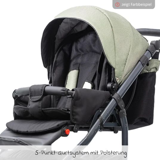 Zekiwa Passeggino Saturn Royal fino a 15 kg con pneumatici, navicella, seduta convertibile, maniglione pieghevole con borsa fasciatoio, zanzariera e parapioggia - Beige