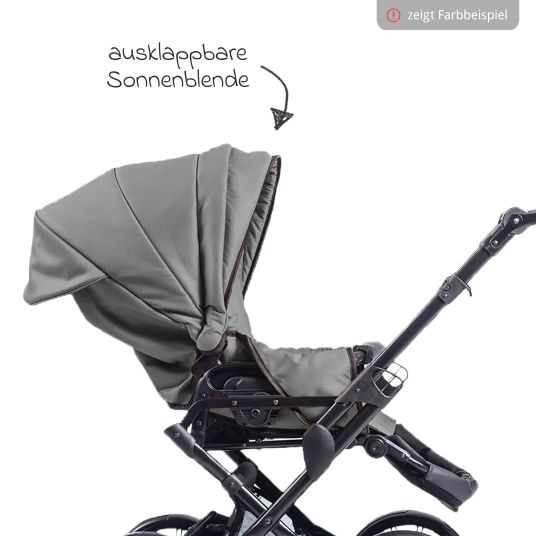 Zekiwa Passeggino Touring Max fino a 15 kg con navicella, unità di seduta convertibile, passeggino pieghevole con borsa fasciatoio, zanzariera e parapioggia - Graphite