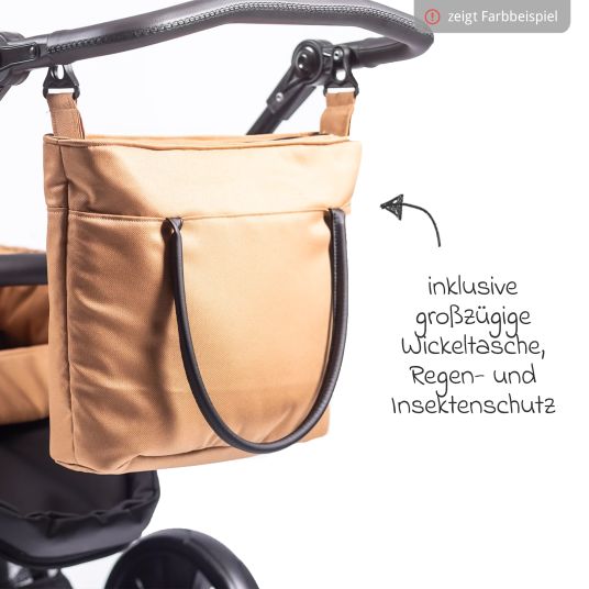 Zekiwa Passeggino Touring Max fino a 15 kg con navicella, unità di seduta convertibile, passeggino pieghevole con borsa fasciatoio, zanzariera e parapioggia - Graphite