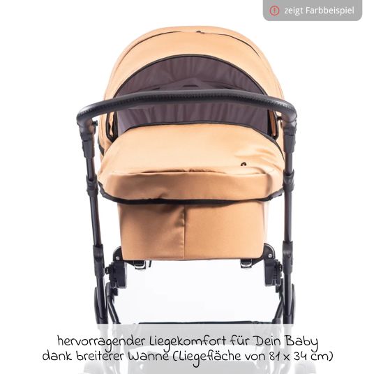 Zekiwa Passeggino Touring Max fino a 15 kg con navicella, unità di seduta convertibile, passeggino pieghevole con borsa fasciatoio, zanzariera e parapioggia - Graphite