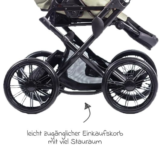 Zekiwa Passeggino Touring Max fino a 15 kg con navicella, unità di seduta convertibile, passeggino pieghevole con borsa fasciatoio, zanzariera e parapioggia - Verde