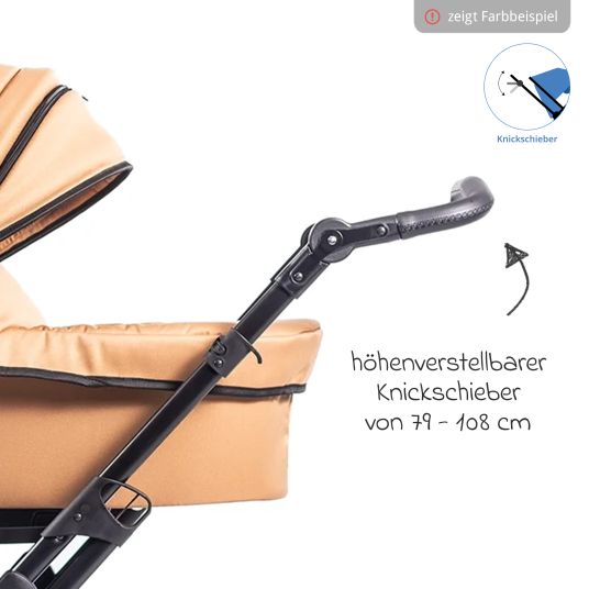 Zekiwa Passeggino Touring Max fino a 15 kg con navicella, unità di seduta convertibile, passeggino pieghevole con borsa fasciatoio, zanzariera e parapioggia - Grigio