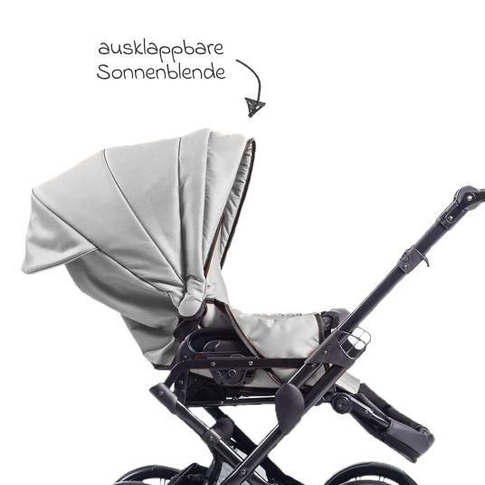 Zekiwa Passeggino Touring Max fino a 15 kg con navicella, unità di seduta convertibile, passeggino pieghevole con borsa fasciatoio, zanzariera e parapioggia - Grigio