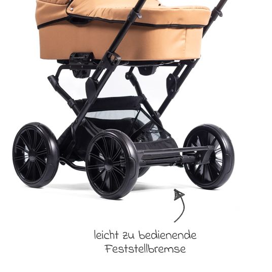 Zekiwa Passeggino Touring Max fino a 15 kg con navicella, unità di seduta convertibile, passeggino pieghevole con borsa fasciatoio, zanzariera e parapioggia - Mango