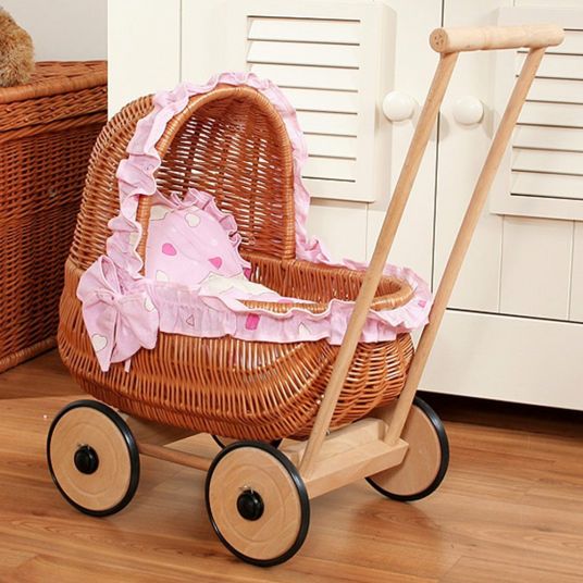 Zekiwa Basket doll carriage - Hearts Pink