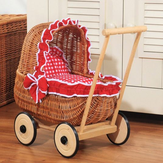 Zekiwa Basket doll carriage - check red