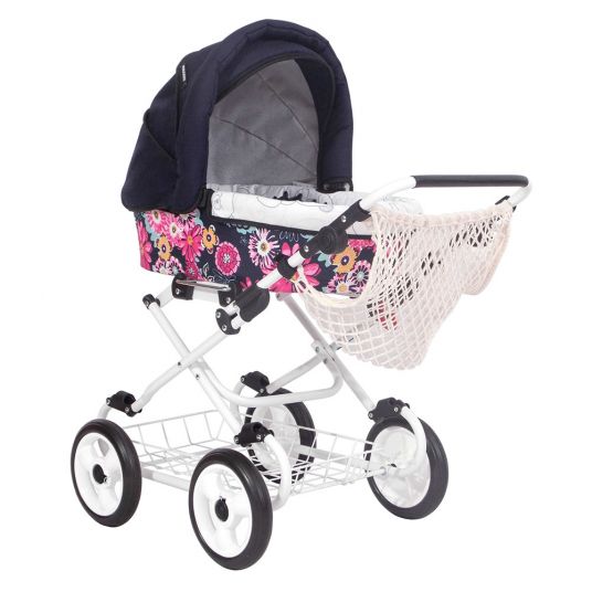 Zekiwa Tub doll carriage Looky Exclusive with shopping net - Margerite Pink - Navy
