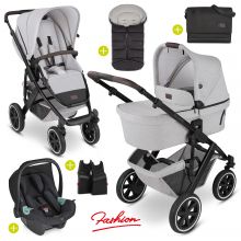 3in1 Kinderwagen-Set Salsa 4 Air - inkl. Babywanne, Babyschale Tulip Black, Sportsitz und Zubehörpaket - Fashion Edition - Mineral