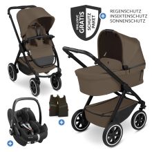 3in1 stroller set Samba 2 - incl. carrycot, Pebble Pro car seat, sports seat with XXL accessory pack - Dark Brown