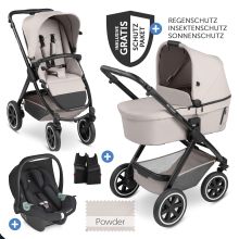 3in1 Samba baby carriage set - incl. carrycot, Tulip car seat, sports seat and XXL accessory pack - Powder