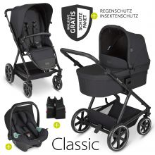 3in1 Kinderwagen-Set Vicon 4 - inkl. Babywanne, Autositz Tulip, Sportsitz und Zubehörpaket - Classic Edition - Ink
