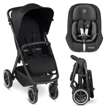 Buggy & pushchair Avus Air incl. Reboarder Pearl Pro 2 - with pneumatic wheels, one-hand folding and height-adjustable push bar (load capacity up to 25 kg) - Ink