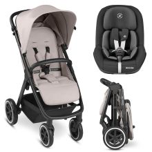 Buggy & pushchair Avus Air incl. Reboarder Pearl Pro 2 - with pneumatic wheels, one-hand folding and height-adjustable push bar (load capacity up to 25 kg) - Powder