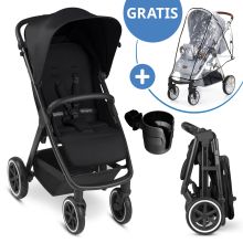 Buggy & pushchair Avus Air with pneumatic wheels - one-hand folding and height-adjustable push bar (load capacity up to 25 kg) incl. cup holder & rain cover - Ink