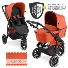 Salsa 3 Run baby carriage - incl. carrycot and sports seat incl. XXL accessory package (with sports approval, pneumatic tires & handbrake) - Carrot