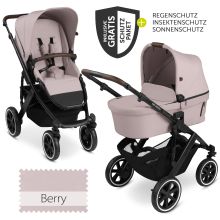 Salsa 4 Air baby carriage - incl. carrycot & sports seat with XXL accessory pack - Pure Edition - Berry