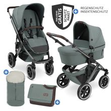 Salsa 4 Air baby carriage - incl. carrycot, sports seat, Urban changing bag, winter footmuff & accessory pack - Aloe