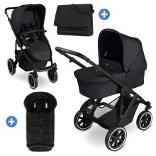 Kombi-Kinderwagen Salsa 5 Air inkl. Wickeltasche Urban, Winterfußsack, Babywanne & Sportsitz - Pure - Coal