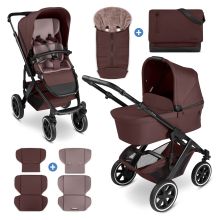 Salsa 5 Air baby carriage set incl. carrycot, sports seat, Urban changing bag, winter footmuff and second cushion insert - Umbra