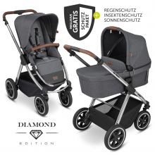 Kombi-Kinderwagen Samba - inkl. Babywanne, Sportsitz und XXL Zubehör-Paket - Diamond Edition - Asphalt
