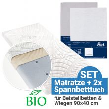 3-tlg. Matratzen-Set für Beistellbett & Wiege 40 x 90 cm - Weiß & Silbergrau