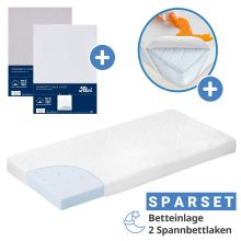 4-tlg. Matratzen-Set für Kinderbett 70x140 cm - Babybettmatratze MamaLiebe + Betteinlage + 2 Spannbettlaken