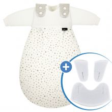 4-tlg. Schlafsack-Set für Neugeborene / Baby-Mäxchen Gr.50/56 + Spuckschutz Clean & Dry Cover - Aqua Dot