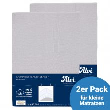 Spannbetttuch 2er Pack aus Bio-Baumwolle für kleine Matratzen 40 x 90 cm - Silbergrau