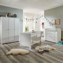 3-piece nursery set Thilo with 3-door wardrobe, bed, changing unit with changing unit - white