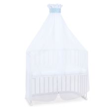 Mosquito net and canopy for all co-sleeper beds up to 96 cm long - stars azure blue - white