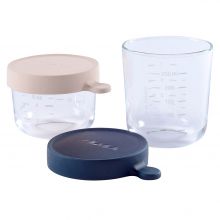 2-tlg. Aufbewahrungsbehälter-Set Glas 150 + 250 ml - Rose Pink Dunkelblau