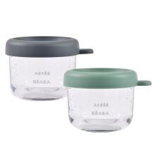 Aufbewahrungsbehälter 2er Pack aus Glas 150 ml - Mineral / Sage Green