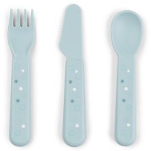 3-piece cutlery set - Happy Dots - Blue