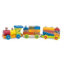 Wooden train with building blocks 18 pieces - Color