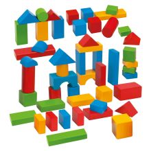 Wooden building blocks 50 pieces - extra large pieces - in box - colorful