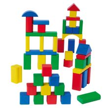 Wooden building blocks 50 pieces - in box with sorting game - Colorful