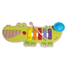 Crocodile music table - with xylophone, cymbal, squeaker and washboard