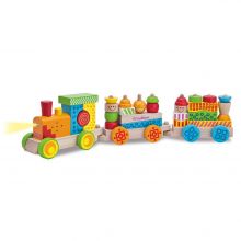 Sound train made of wood 31 parts - Color